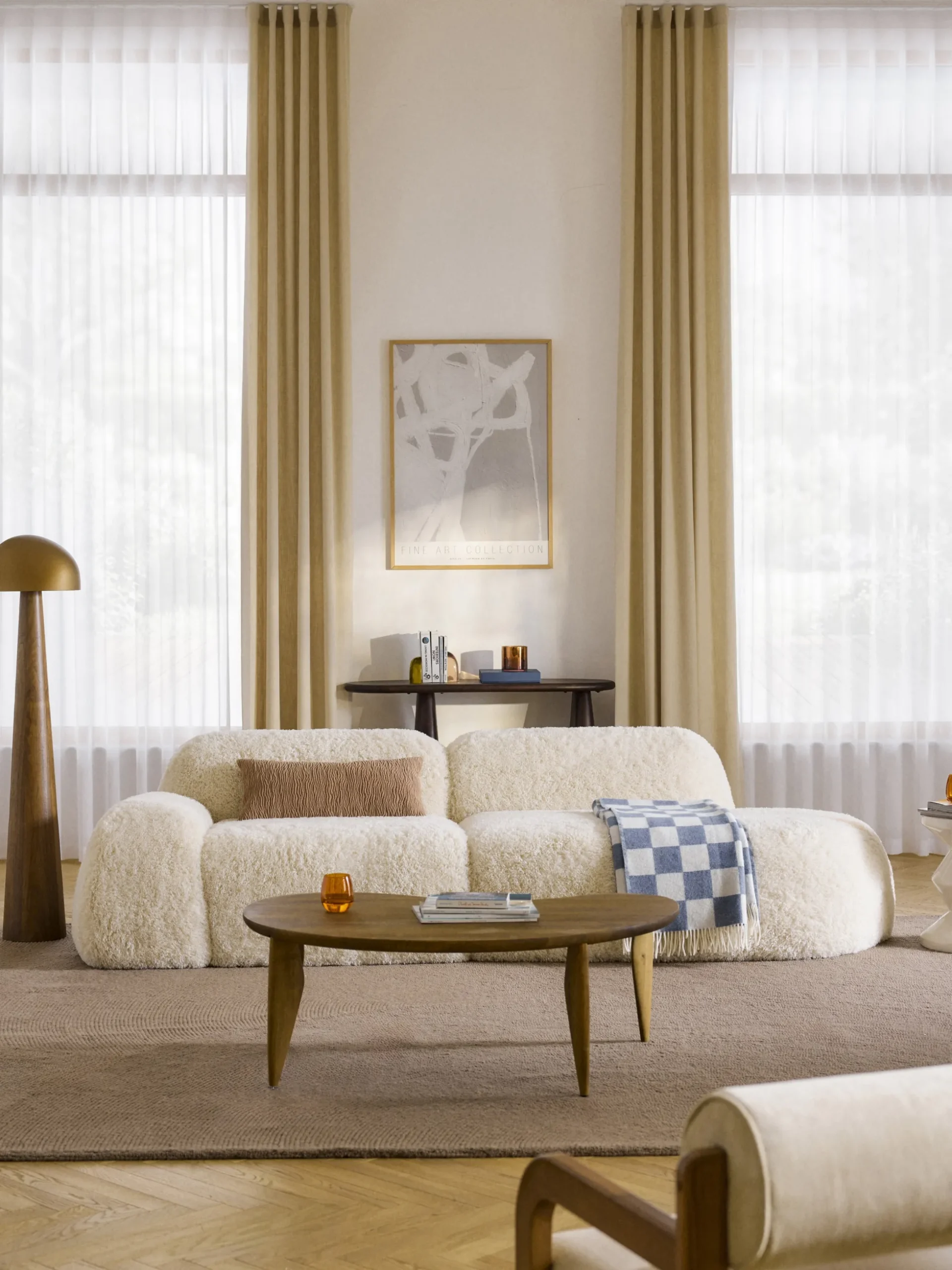 Chaise longue componibile 3 posti in teddy Wolke