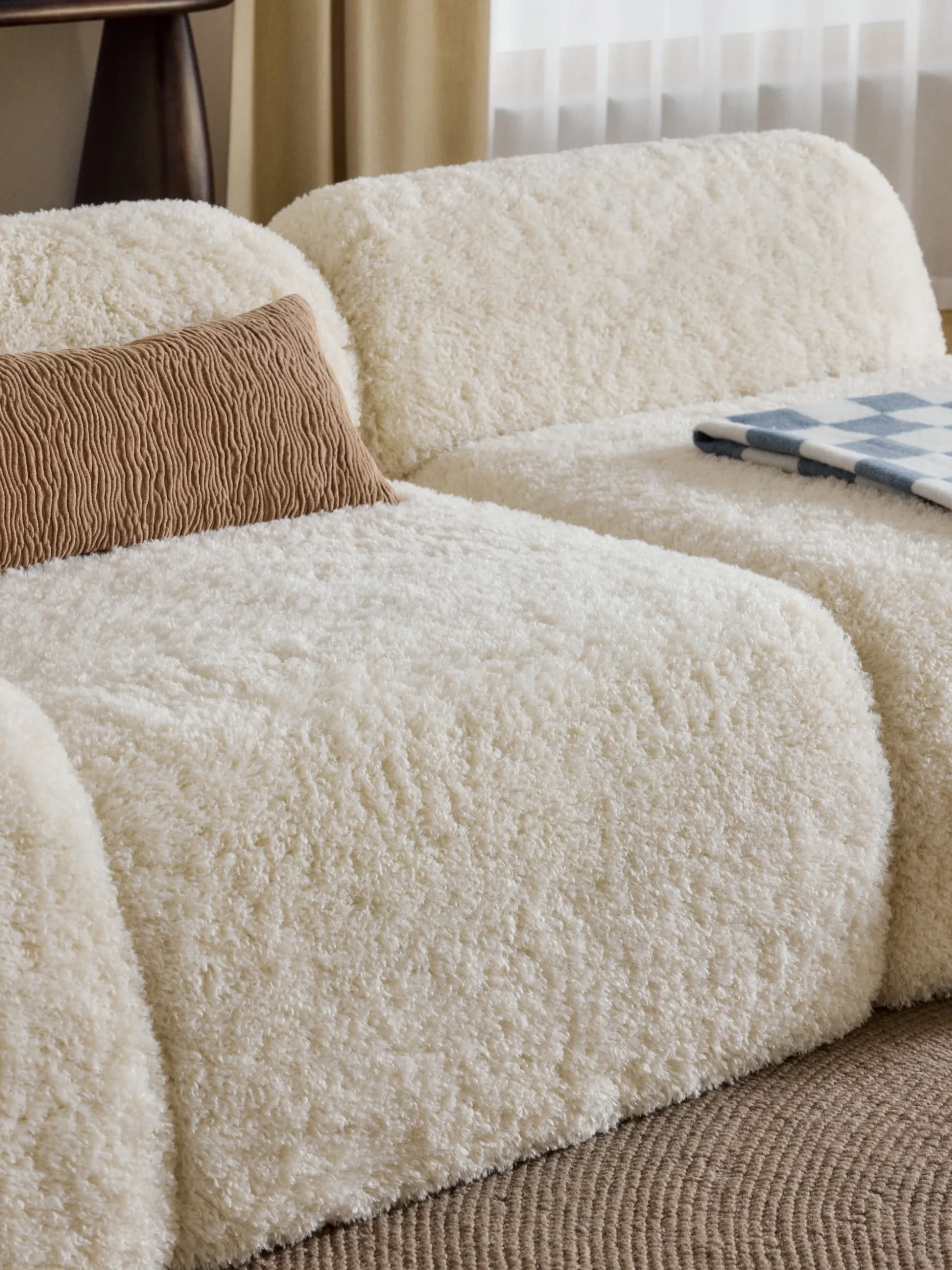 Chaise longue componibile 3 posti in teddy Wolke