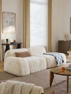 Chaise longue componibile 3 posti in teddy Wolke