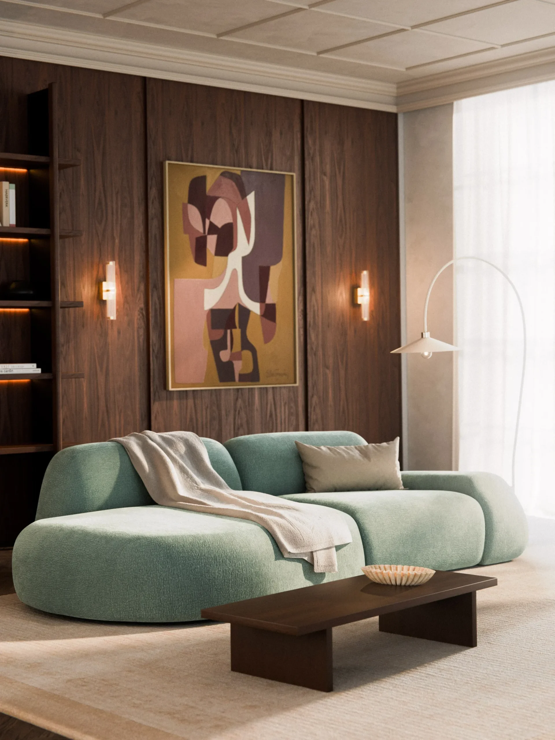 Chaise longue componibile 3 posti in teddy Wolke