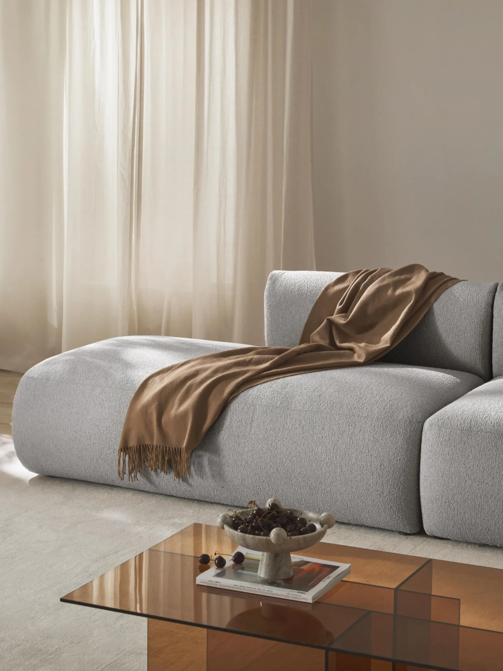 Chaise longue componibile in bouclé Sofia