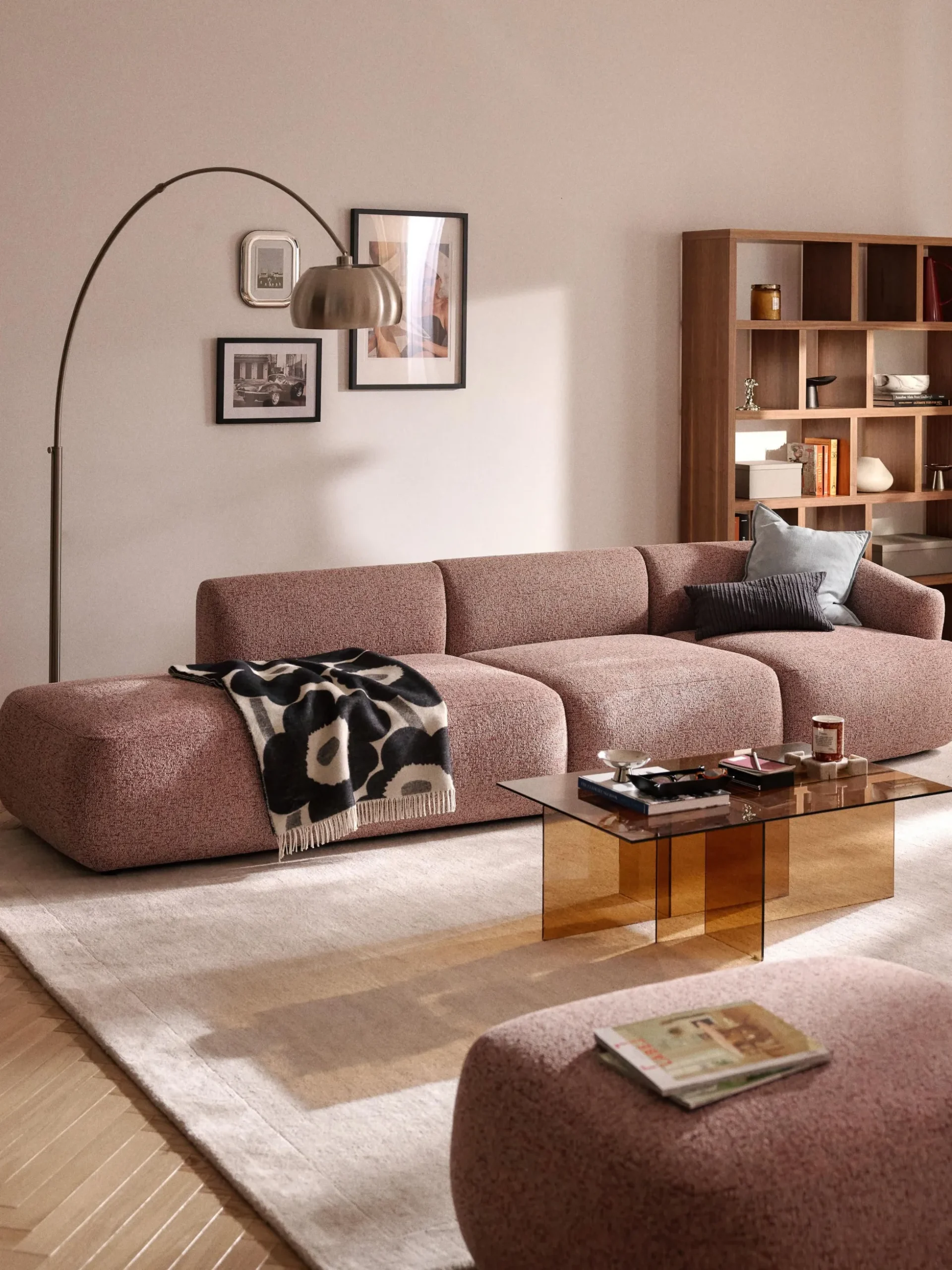 Chaise longue componibile in bouclé Sofia