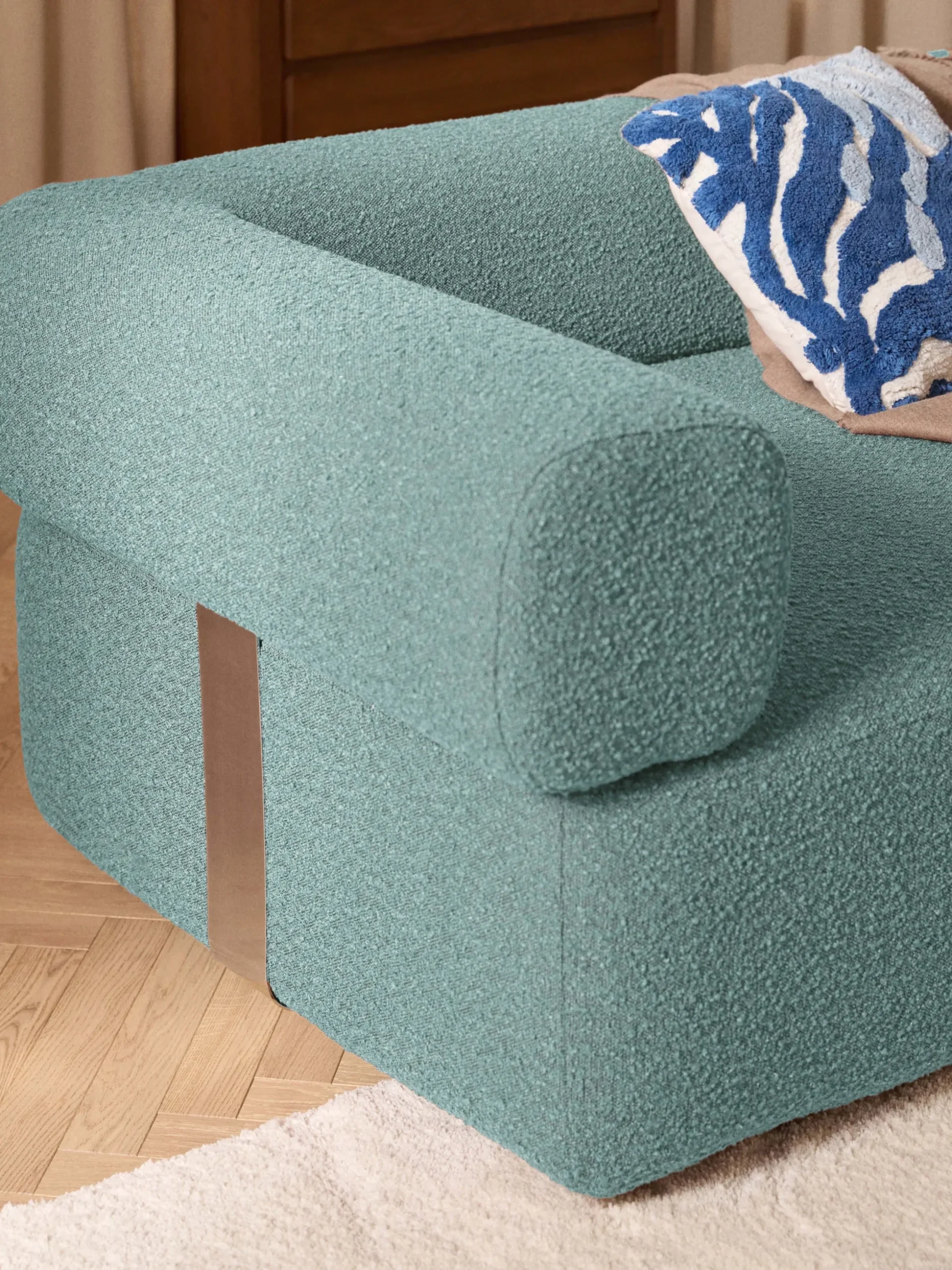 Chaise longue componibile in bouclé Anton