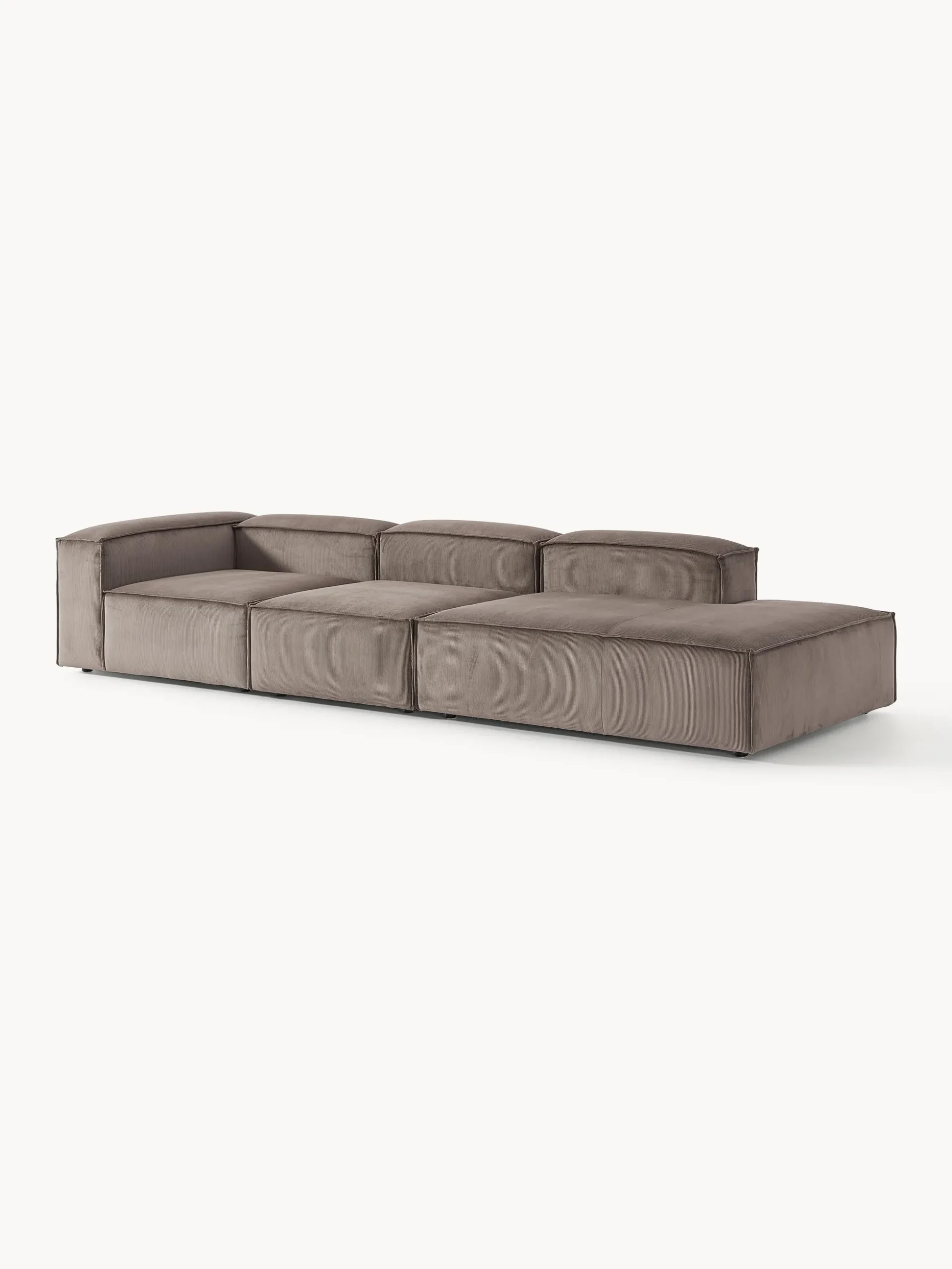 Chaise longue XL componibile in velluto a coste Lennon