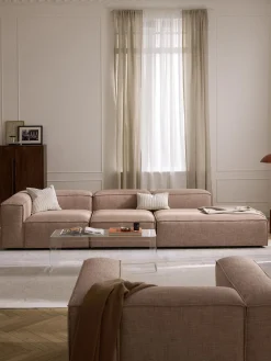 Chaise longue XL componibile in misto lino Lennon