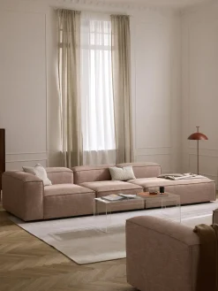 Chaise longue XL componibile in misto lino Lennon