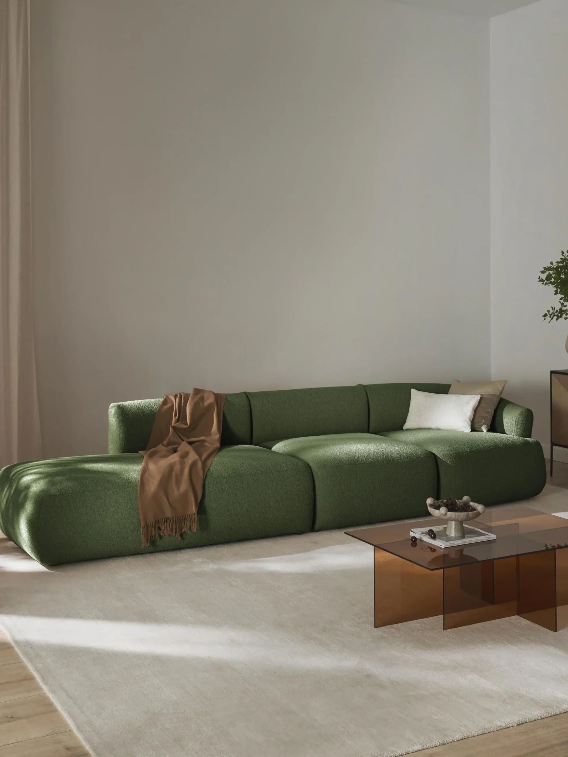 Chaise longue XL componibile in bouclé Sofia