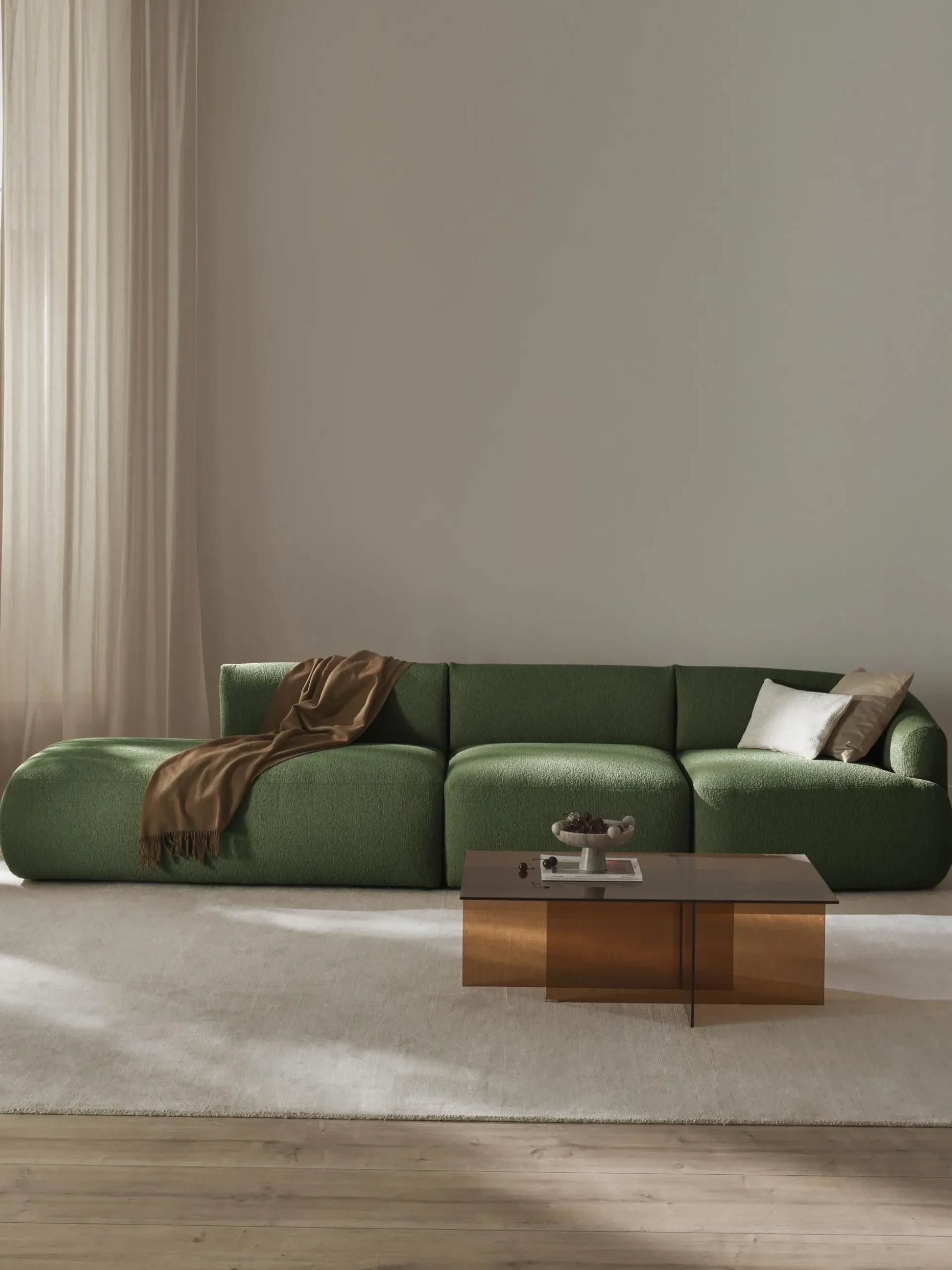 Chaise longue XL componibile in bouclé Sofia