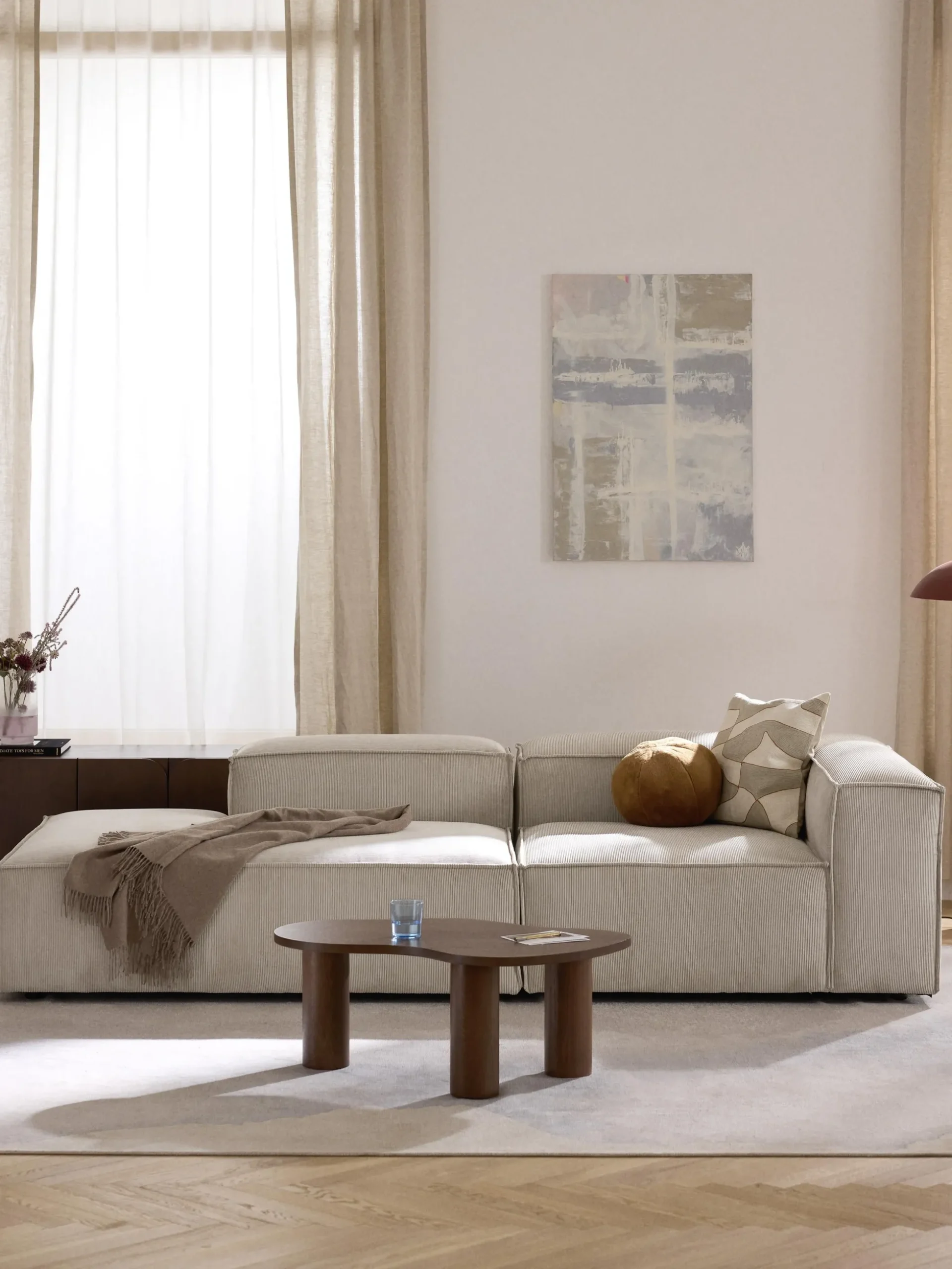 Chaise lounge componibile in velluto a coste Lennon