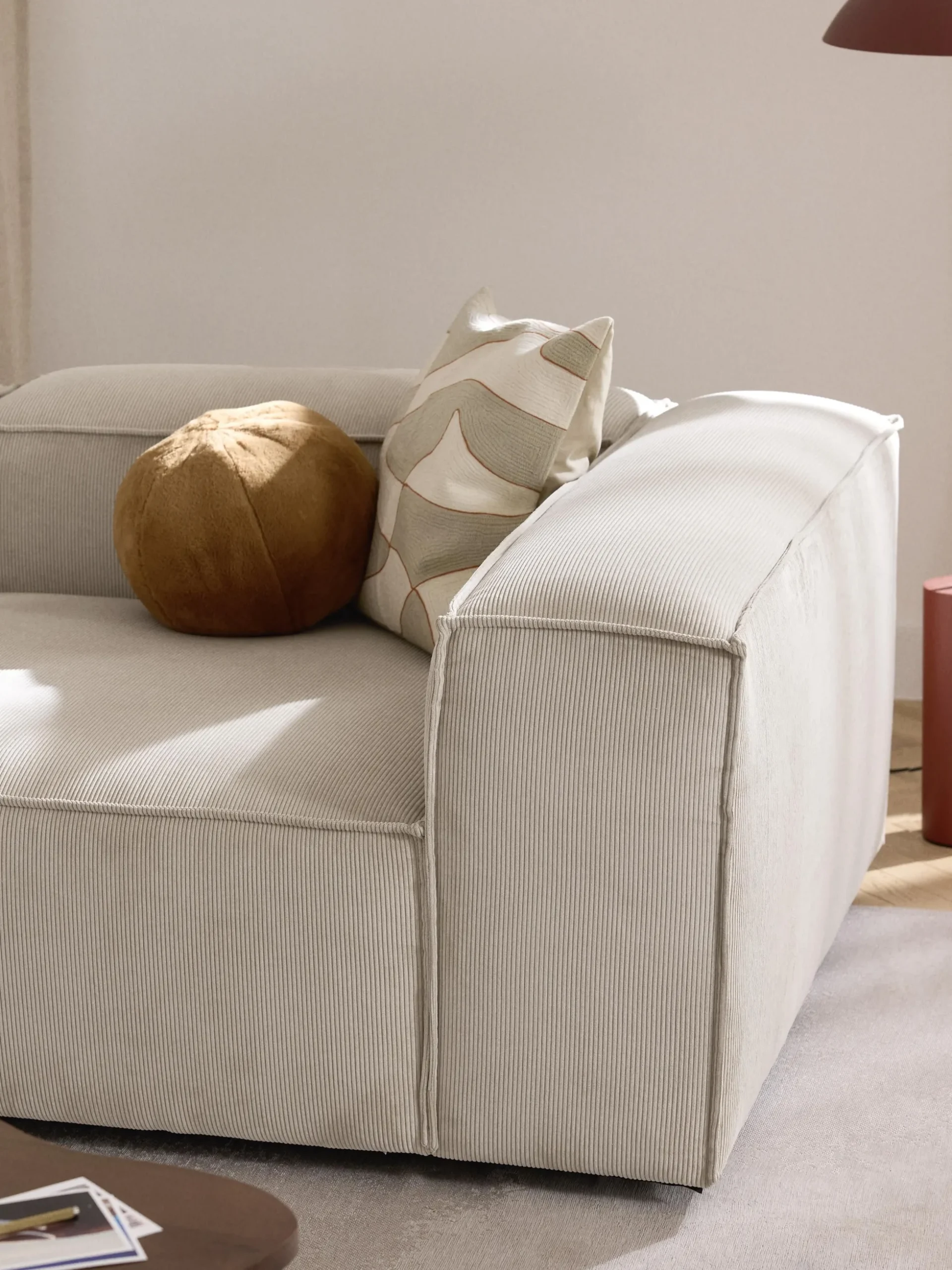 Chaise lounge componibile in velluto a coste Lennon