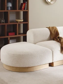 Chaise lounge componibile in teddy bouclé con poggiapiedi (sinistra/destra) Natalie