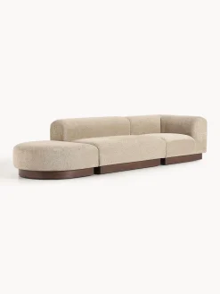 Chaise lounge componibile in teddy bouclé con poggiapiedi (sinistra/destra) Natalie