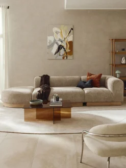 Chaise lounge componibile in teddy bouclé con poggiapiedi (sinistra/destra) Natalie