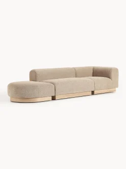 Chaise lounge componibile in teddy bouclé con poggiapiedi (sinistra/destra) Natalie