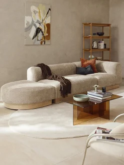 Chaise lounge componibile in teddy bouclé con poggiapiedi (sinistra/destra) Natalie