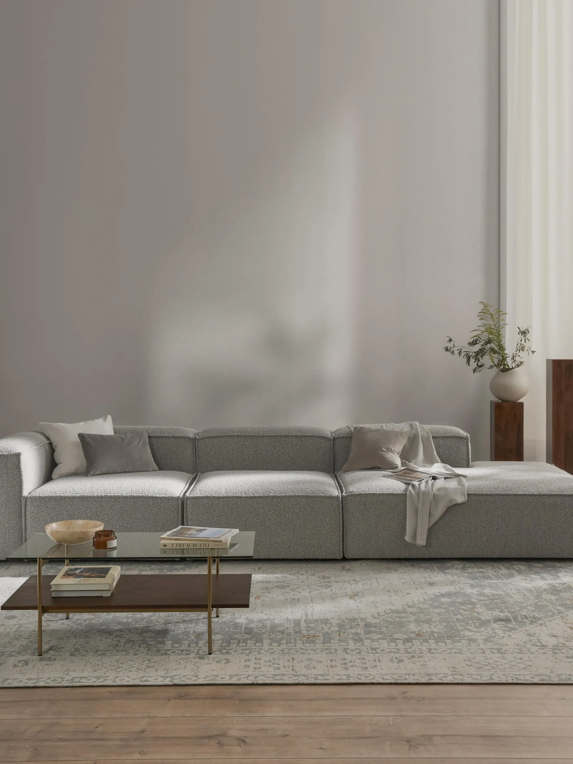 Chaise lounge componibile XL in bouclé Lennon