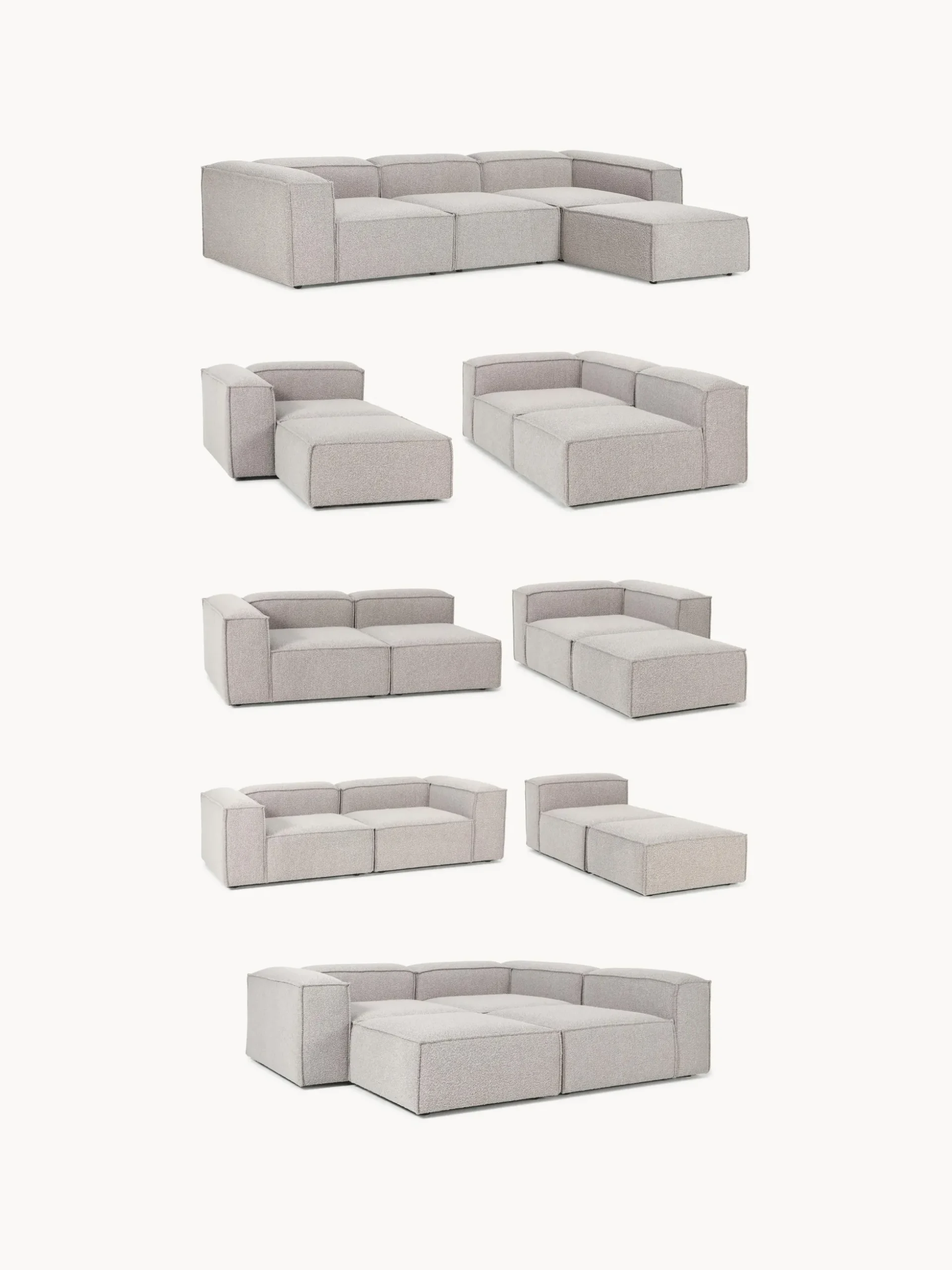 Chaise lounge componibile XL in bouclé Lennon