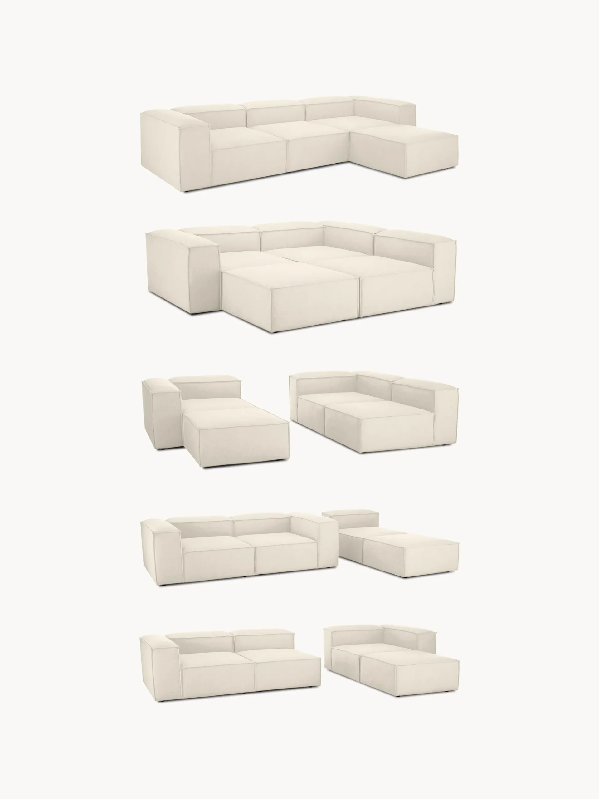 Chaise lounge XL componibile in velluto a coste Lennon