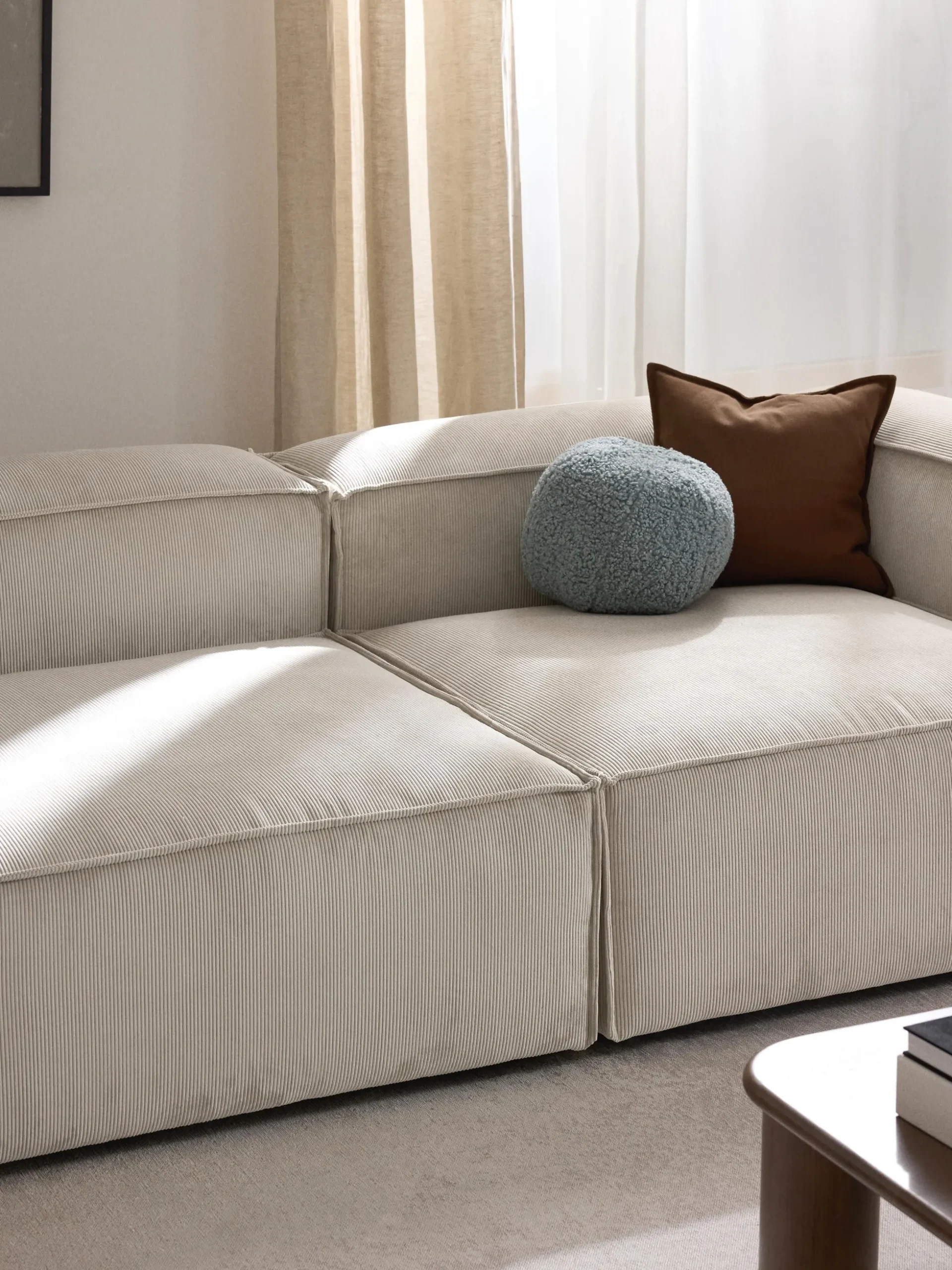 Chaise lounge XL componibile in velluto a coste Lennon