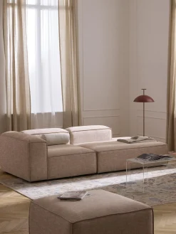 Chaise loungue componibile in misto lino Lennon