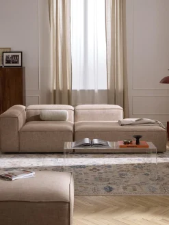 Chaise loungue componibile in misto lino Lennon