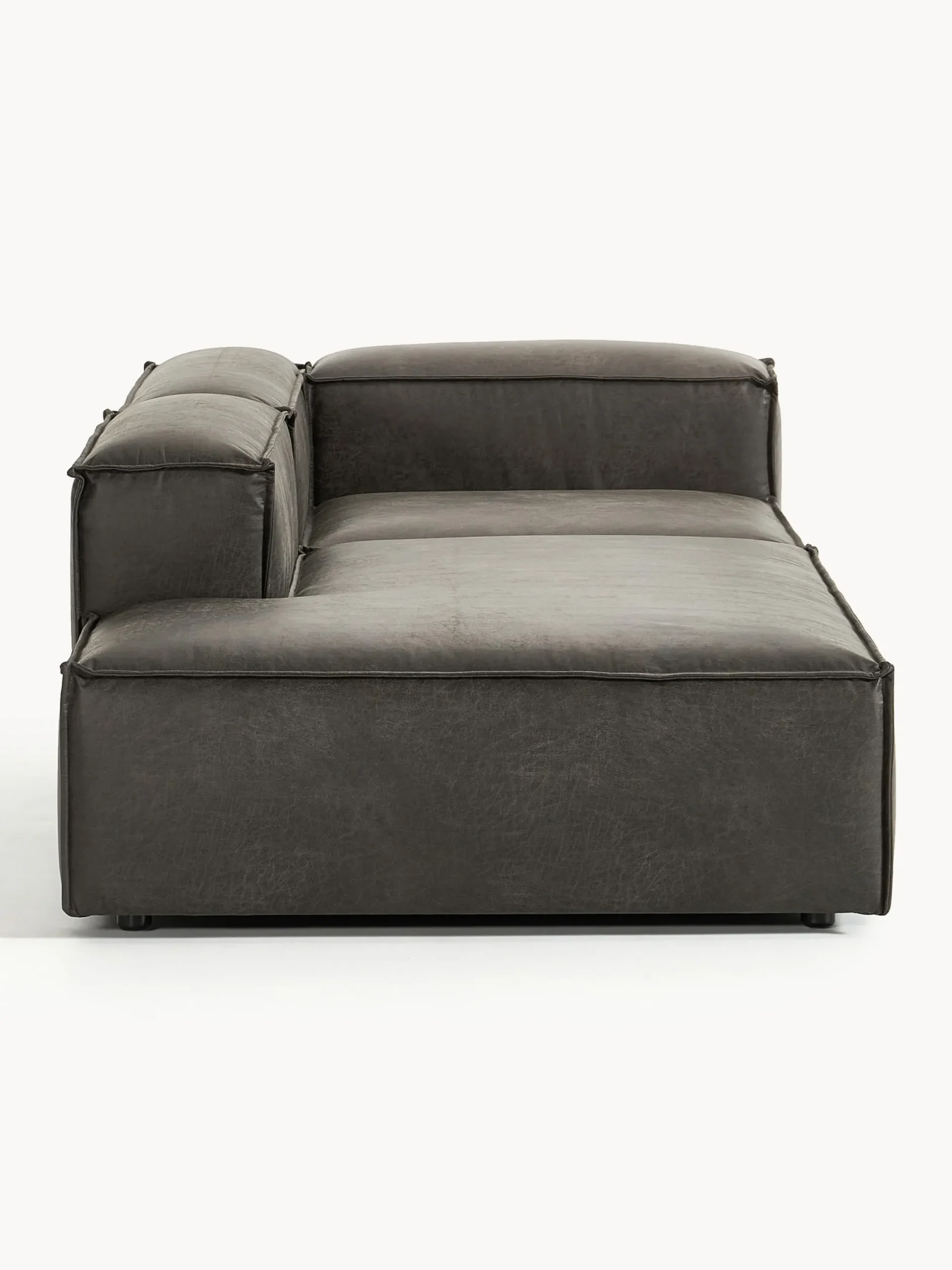 Chaise longue componibile in pelle Lennon