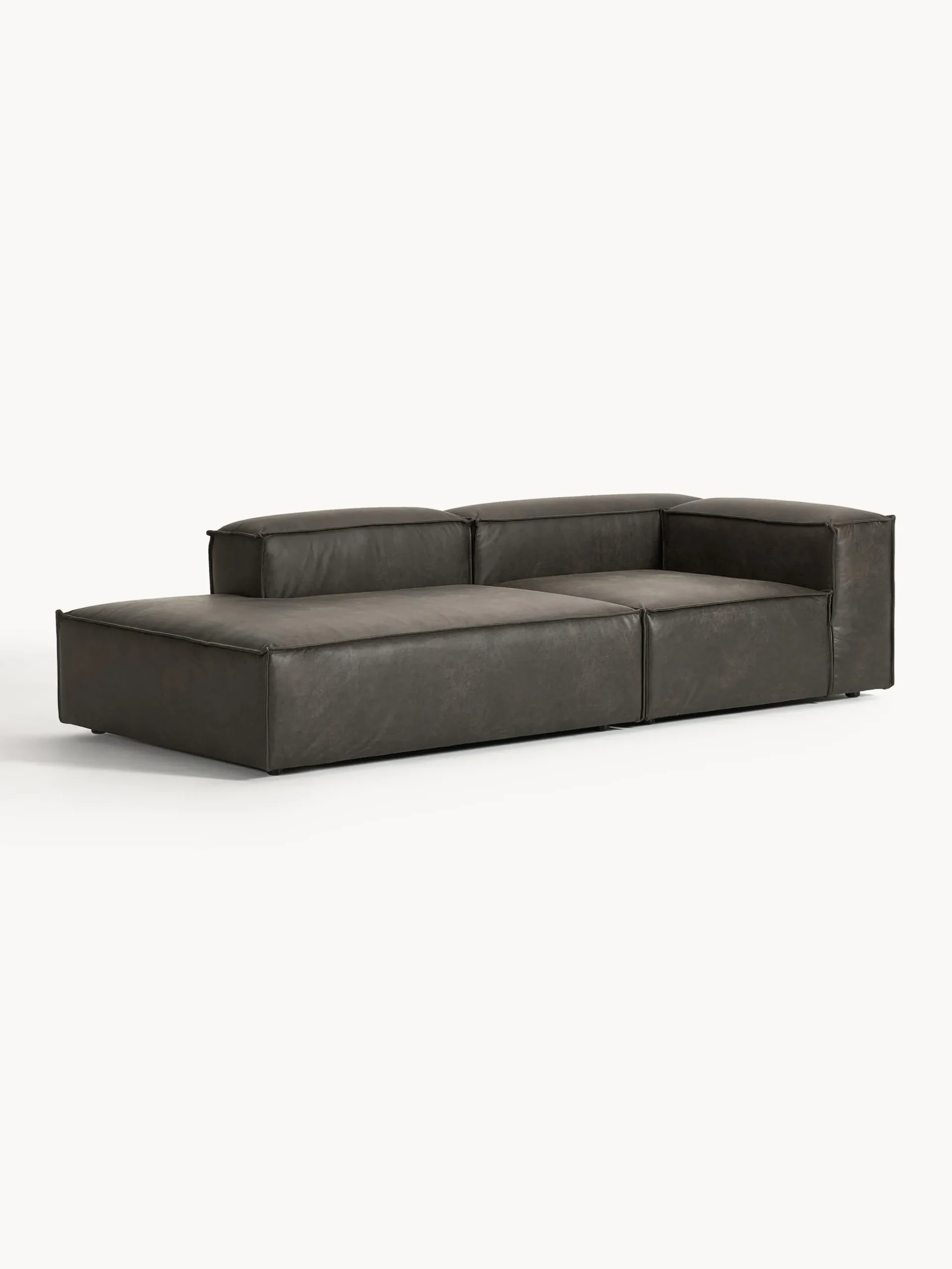 Chaise longue componibile in pelle Lennon