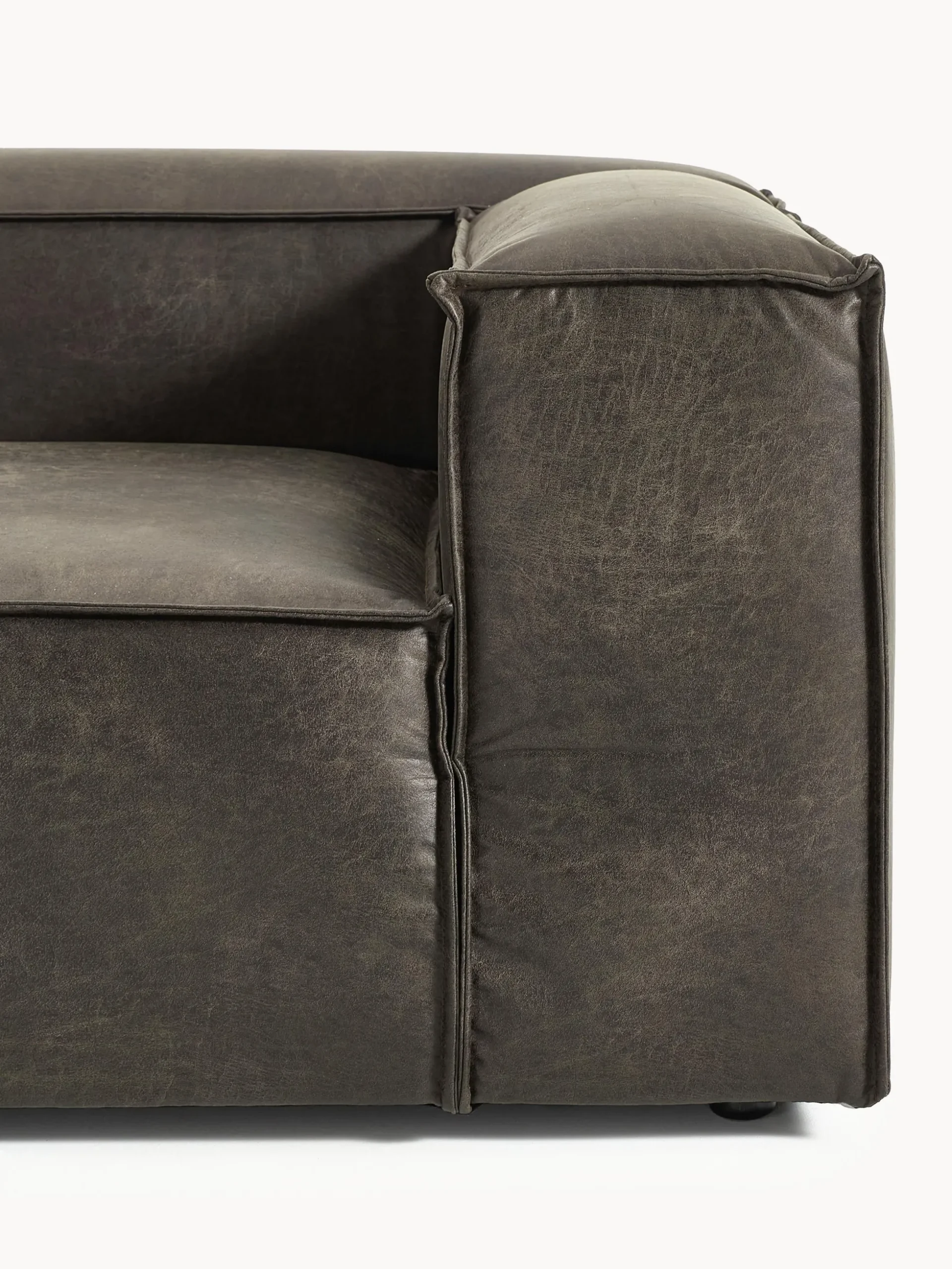 Chaise longue componibile in pelle Lennon