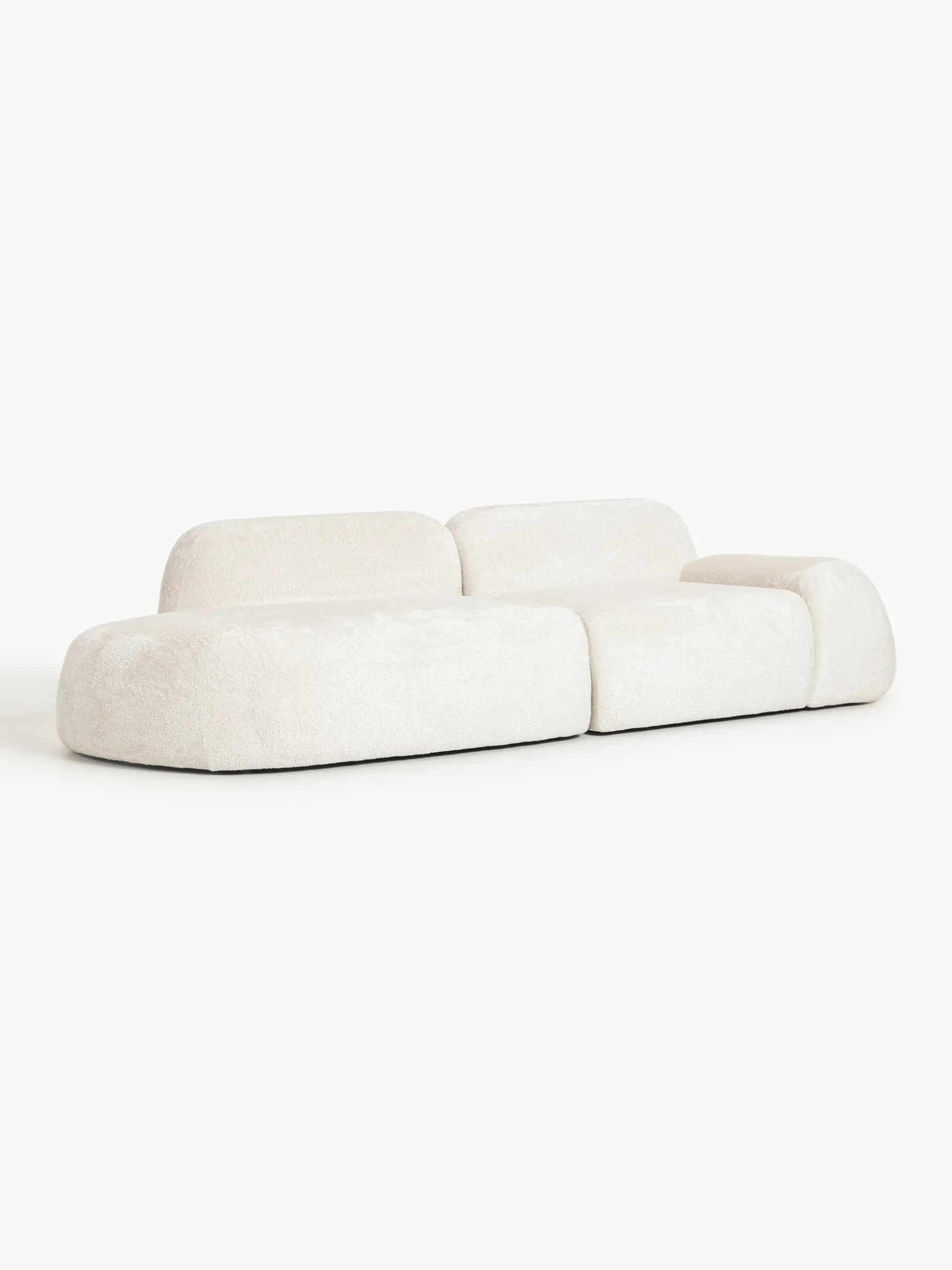 Chaise longue componibile 3 posti in teddy bouclé Wolke