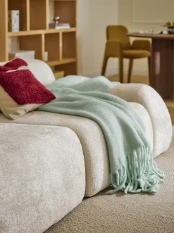 Chaise longue componibile 3 posti in teddy bouclé Wolke