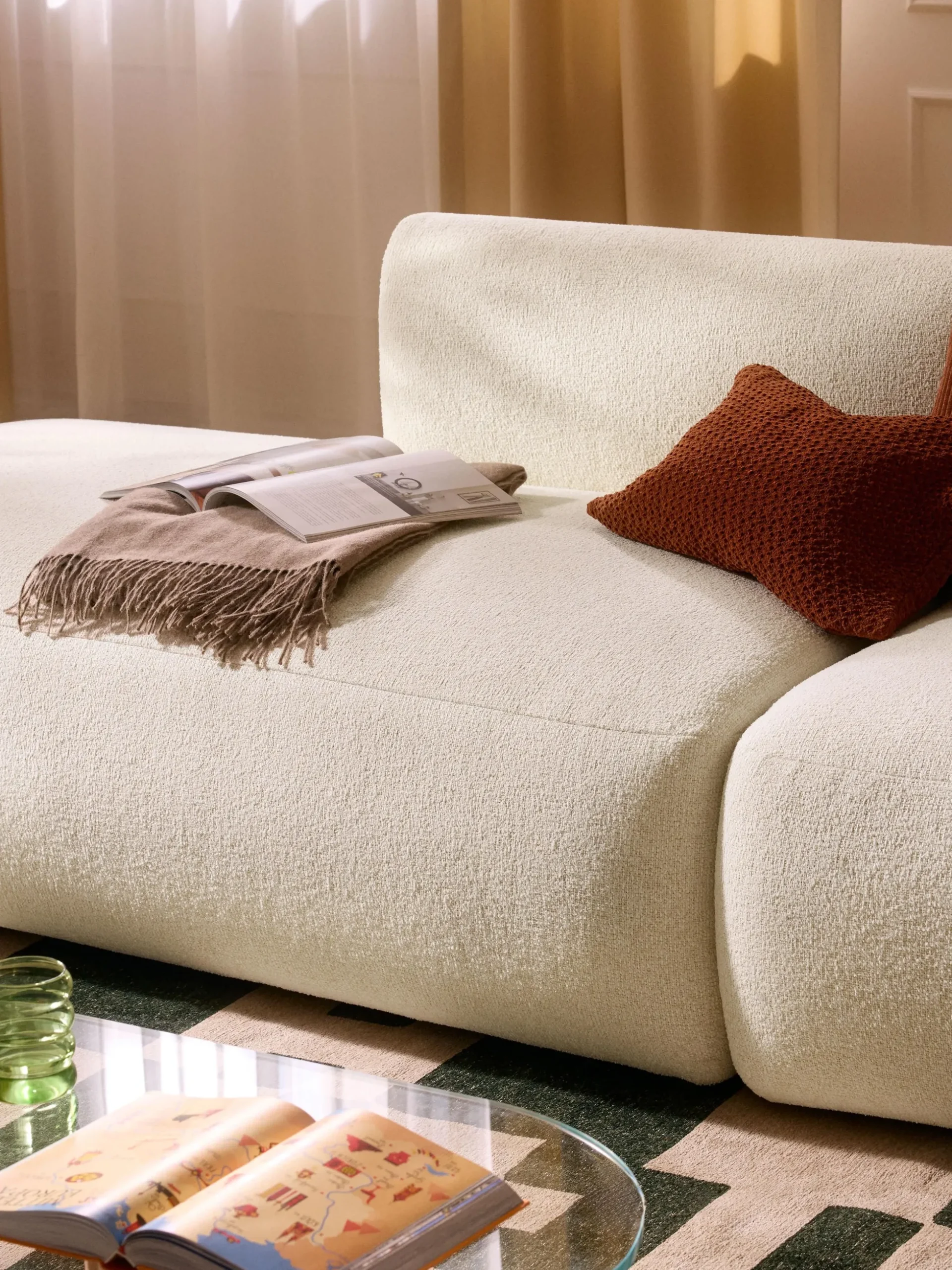 Chaise longue componibile 2 posti in bouclé Sofia