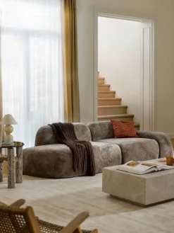 Chaise longue componibile 3 posti in teddy bouclé Wolke