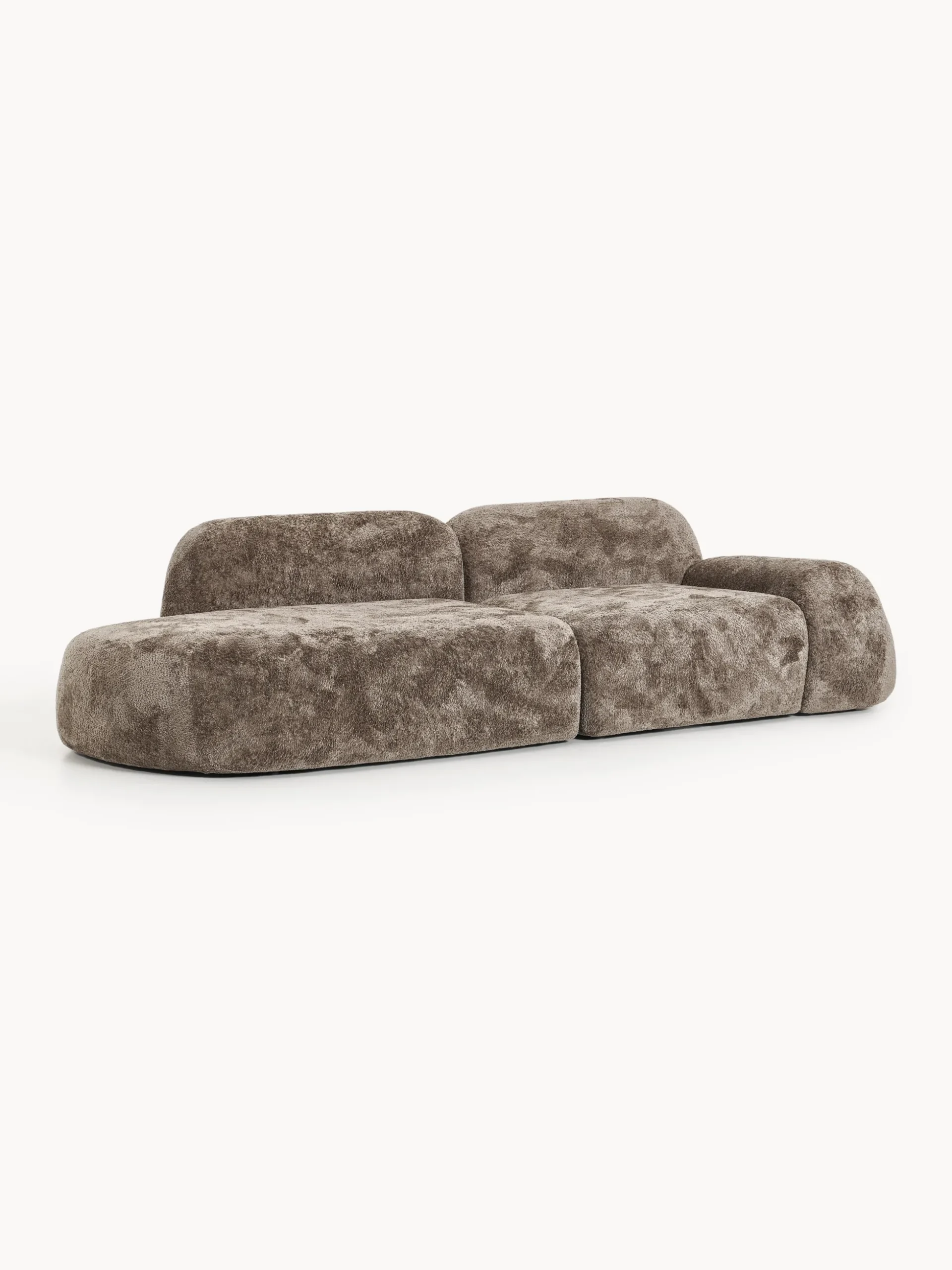 Chaise longue componibile 3 posti in teddy bouclé Wolke