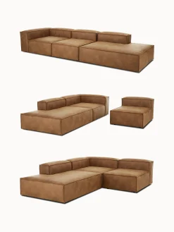 Chaise longue XL componibile in pelle Lennon