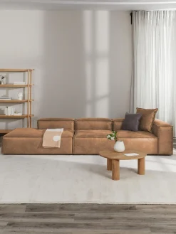 Chaise longue XL componibile in pelle Lennon