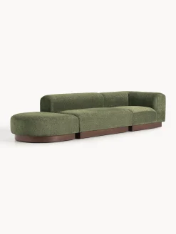 Chaise lounge componibile in teddy bouclé con poggiapiedi (sinistra/destra) Natalie