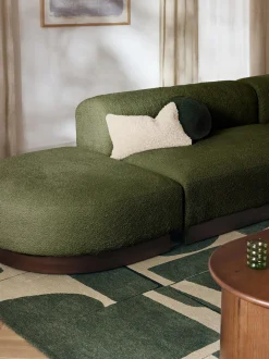 Chaise lounge componibile in teddy bouclé con poggiapiedi (sinistra/destra) Natalie