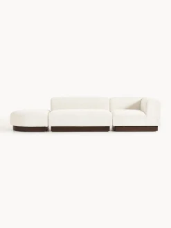 Chaise lounge componibile in teddy bouclé con poggiapiedi (sinistra/destra) Natalie