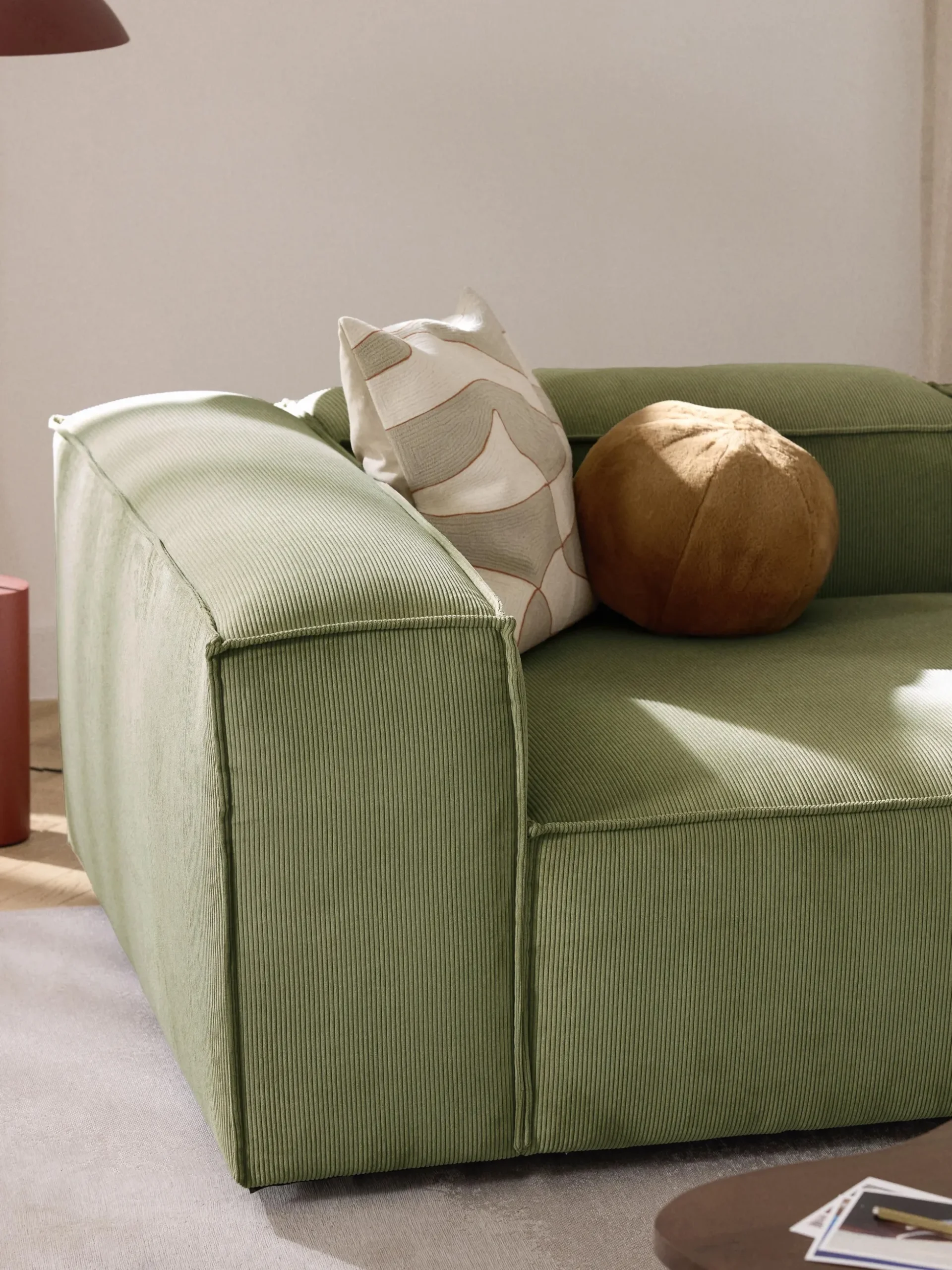 Chaise loungue componibile in velluto a coste Lennon