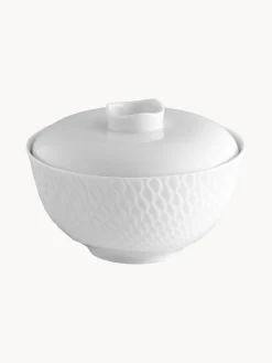 Ciotola da portata fatta a mano con coperchio Wellenspiel Relief