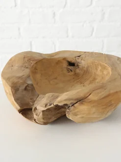 Ciotola decorativa grande in legno di teak Unikat