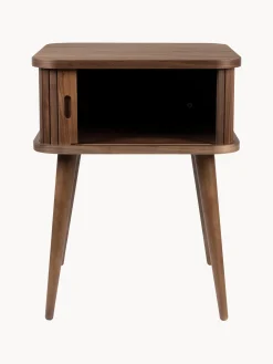 Comodino in legno con anta scorrevole e frontale scanalato Barbier