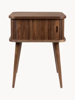 Comodino in legno con anta scorrevole e frontale scanalato Barbier