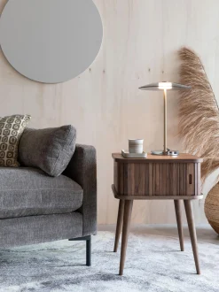 Comodino in legno con anta scorrevole e frontale scanalato Barbier