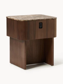 Comodino in legno con piano in marmo Zumi