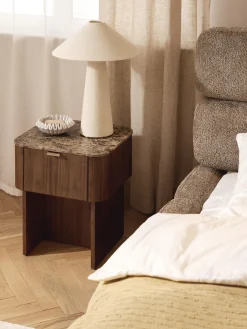 Comodino in legno con piano in marmo Zumi