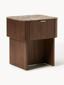 Comodino in legno con piano in marmo Zumi