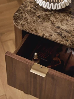 Comodino in legno con piano in marmo Zumi
