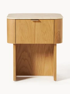 Comodino in legno con piano in travertino Zumi