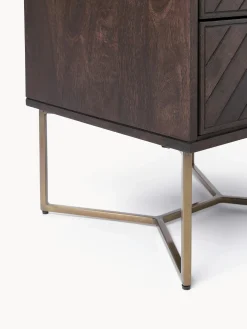 Comodino in legno di mango con motivo spina di pesce Luca